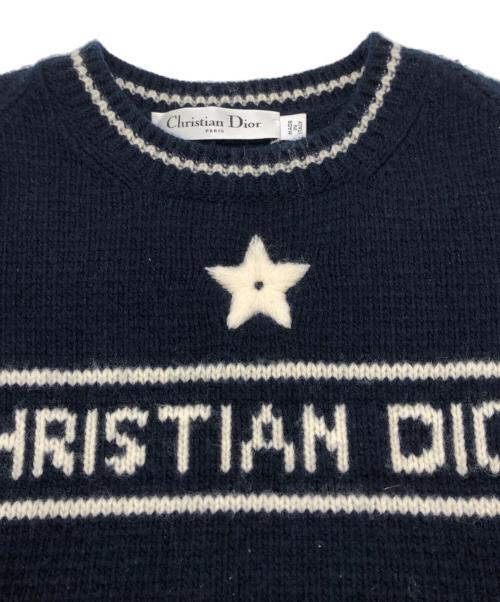Christian Dior（クリスチャン ディオール）Christian Dior (クリスチャン ディオール) ロゴショートスリーブニット ネイビー サイズ:42の古着・服飾アイテム