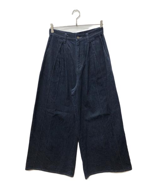 Curensology/&RC（カレンソロジー）Curensology/&RC (カレンソロジー) タックワイドデニムパンツ インディゴ サイズ:SIZE Sの古着・服飾アイテム