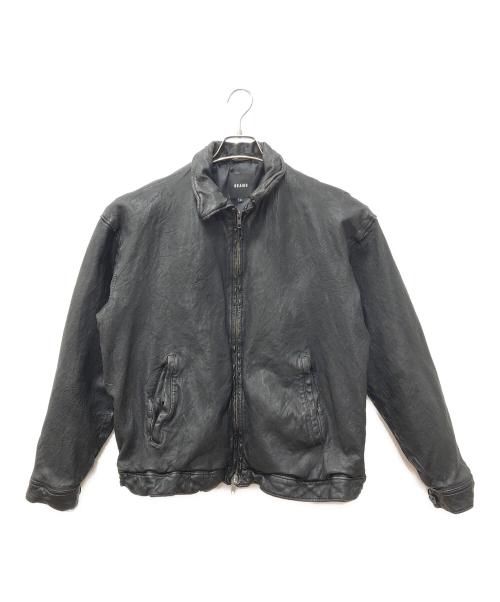 BEAMS（ビームス）BEAMS (ビームス) ユーズド加工 レザー ジップブルゾン ブラック サイズ:Lの古着・服飾アイテム