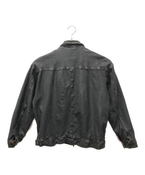 BEAMS（ビームス）BEAMS (ビームス) ユーズド加工 レザー ジップブルゾン ブラック サイズ:Lの古着・服飾アイテム