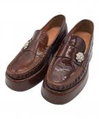 GANNIガニー）の古着「ビジュー付き厚底ローファー」｜ブラウン