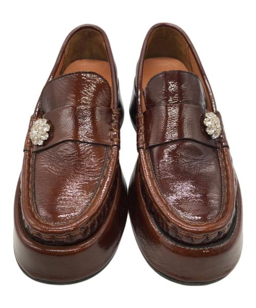 GANNI（ガニー）GANNI (ガニー) ビジュー付き厚底ローファー ブラウン サイズ:SIZE 37の古着・服飾アイテム