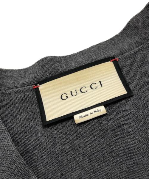 GUCCI（グッチ）GUCCI (グッチ) Vネックウールカーディガン グレー サイズ:XSの古着・服飾アイテム