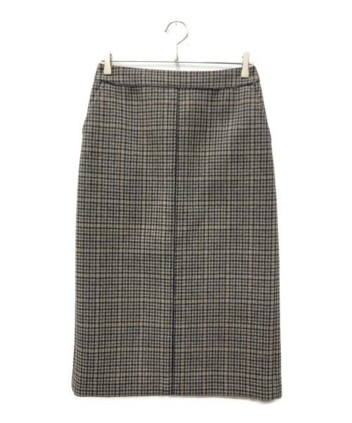 23区（ニジュウサンク）23区 (ニジュウサンク) ボンディングチェックツイード Iライン スカート ブラウン サイズ:SIZE 40の古着・服飾アイテム