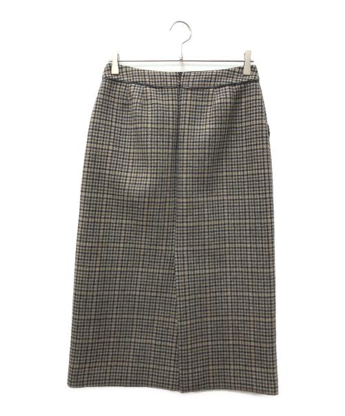 23区（ニジュウサンク）23区 (ニジュウサンク) ボンディングチェックツイード Iライン スカート ブラウン サイズ:SIZE 40の古着・服飾アイテム