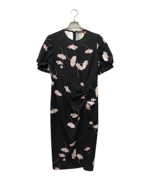MaxMara（マックスマーラ）MaxMara (マックスマーラ) ベルト付き花柄ワンピース ブラック サイズ:SIZE Lの古着・服飾アイテム