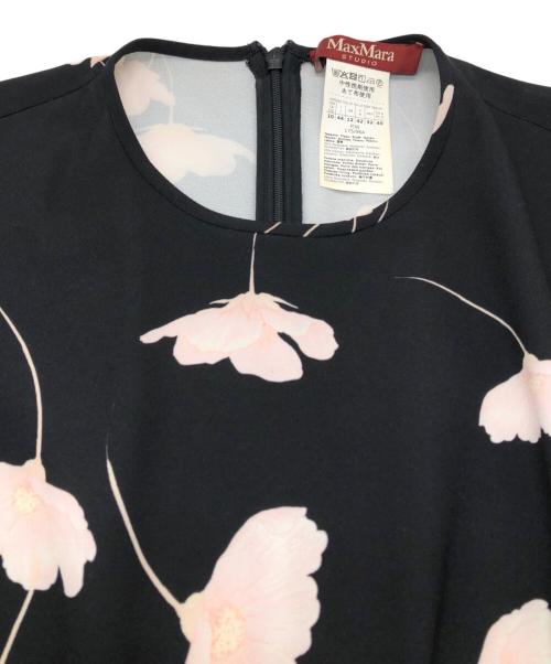 MaxMara（マックスマーラ）MaxMara (マックスマーラ) ベルト付き花柄ワンピース ブラック サイズ:SIZE Lの古着・服飾アイテム