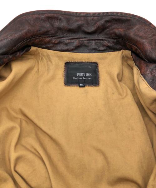 FORTIME（フォータイム）FORTIME (フォータイム) レザージャケット ブラウン サイズ:SIZE 6XLの古着・服飾アイテム