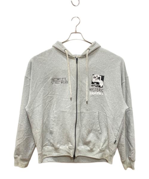Hysteric Glamour（ヒステリックグラマー）Hysteric Glamour (ヒステリックグラマー) genzai (ゲンザイ) Zip Hoodie グレー サイズ:SIZE Lの古着・服飾アイテム
