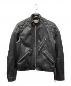 BURBERRY BRITバーバリーブリット）の古着「レザーシングルライダースジャケット」｜ブラック