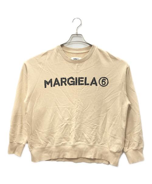 MM6 Maison Margiela（エムエムシックスメゾンマルジェラ）MM6 Maison Margiela (エムエムシックスメゾンマルジェラ) ロゴプリントスウェット ベージュ サイズ:SIZE 16の古着・服飾アイテム