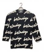 BALENCIAGAバレンシアガ）の古着「3Dスクリブル オーバーサイズ ニット セーター」｜ブラック×ホワイト