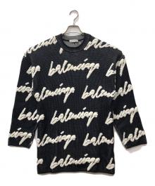 BALENCIAGA（バレンシアガ）の古着「3Dスクリブル オーバーサイズ ニット セーター」｜ブラック×ホワイト