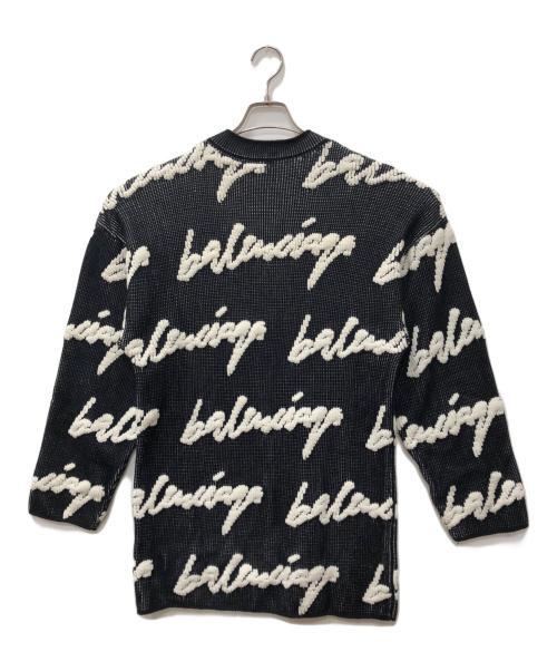 BALENCIAGA（バレンシアガ）BALENCIAGA (バレンシアガ) 3Dスクリブル オーバーサイズ ニット セーター ブラック×ホワイト サイズ:XSの古着・服飾アイテム