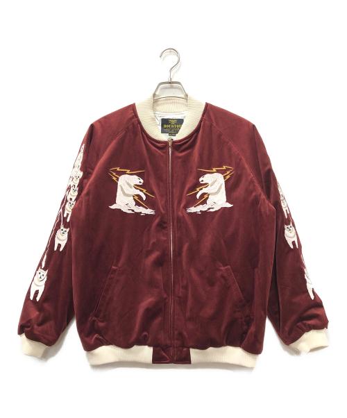 HOUSTON（ヒューストン）HOUSTON (ヒューストン) アラスカ刺繍 別珍スーベニアジャケット ボルドー サイズ:XXL 未使用品の古着・服飾アイテム
