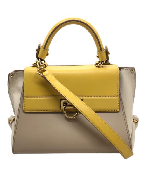 Salvatore Ferragamo（サルヴァトーレ フェラガモ）Salvatore Ferragamo (サルヴァトーレ フェラガモ) ソフィアガンチーニ2WAYバッグ ベージュ×イエロー サイズ:下記参照の古着・服飾アイテム