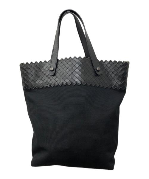 BOTTEGA VENETA（ボッテガベネタ）BOTTEGA VENETA (ボッテガベネタ) イントレチャート キャンバス×レザートートバッグ ブラックの古着・服飾アイテム
