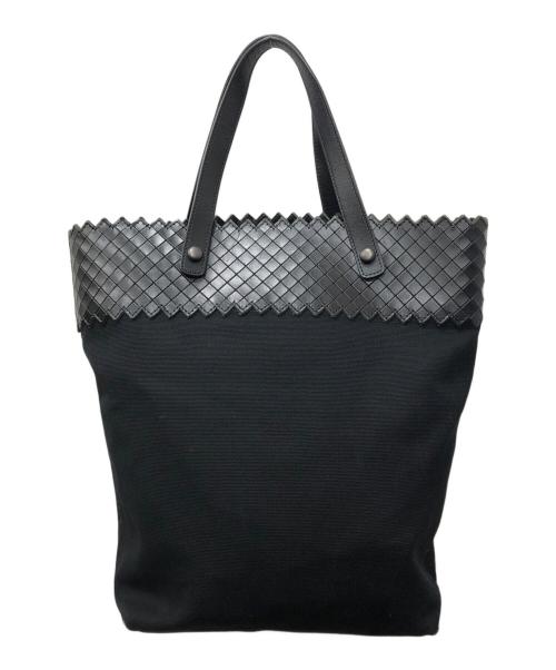 BOTTEGA VENETA（ボッテガベネタ）BOTTEGA VENETA (ボッテガベネタ) イントレチャート キャンバス×レザートートバッグ ブラックの古着・服飾アイテム