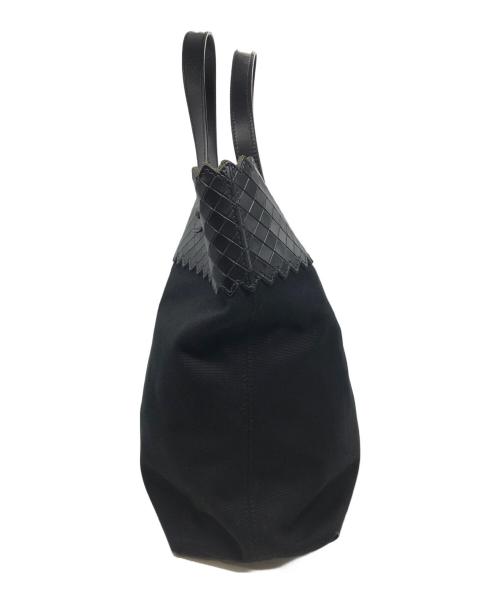 BOTTEGA VENETA（ボッテガベネタ）BOTTEGA VENETA (ボッテガベネタ) イントレチャート キャンバス×レザートートバッグ ブラックの古着・服飾アイテム