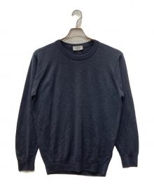 JOHN SMEDLEY（ジョンスメドレー）の古着「メリノウールクルーネックニット」｜ネイビー