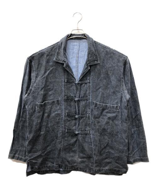 nestrobe confect（ネストローブ コンフェクト）nestrobe confect (ネストローブ コンフェクト) カラーリネン 墨コーティング シャツ グレー×ブルー サイズ:SIZE 4の古着・服飾アイテム