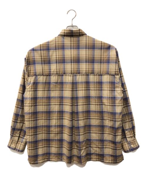 AURALEE（オーラリー）AURALEE (オーラリー) SUPER LIGHT WOOL CHECK SHIRTS ベージュ×ネイビー サイズ:5の古着・服飾アイテム