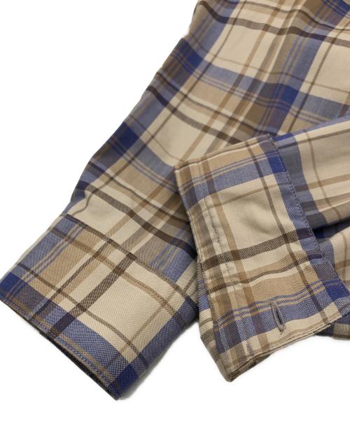 AURALEE（オーラリー）AURALEE (オーラリー) SUPER LIGHT WOOL CHECK SHIRTS ベージュ×ネイビー サイズ:5の古着・服飾アイテム