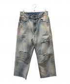 ANCELLMアンセルム）の古着「DAMAGE SELVEDGE DENIM STRAIGHT 5P PANTS」｜ブルー
