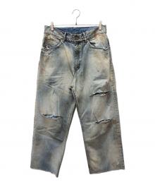 ANCELLM（アンセルム）の古着「DAMAGE SELVEDGE DENIM STRAIGHT 5P PANTS」｜ブルー