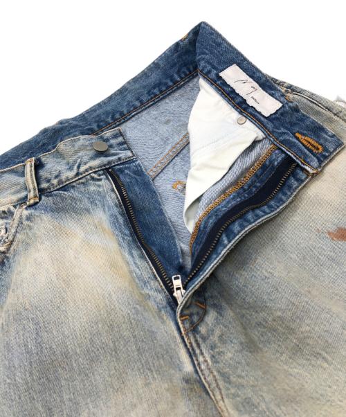 ANCELLM（アンセルム）ANCELLM (アンセルム) DAMAGE SELVEDGE DENIM STRAIGHT 5P PANTS ブルー サイズ:3の古着・服飾アイテム