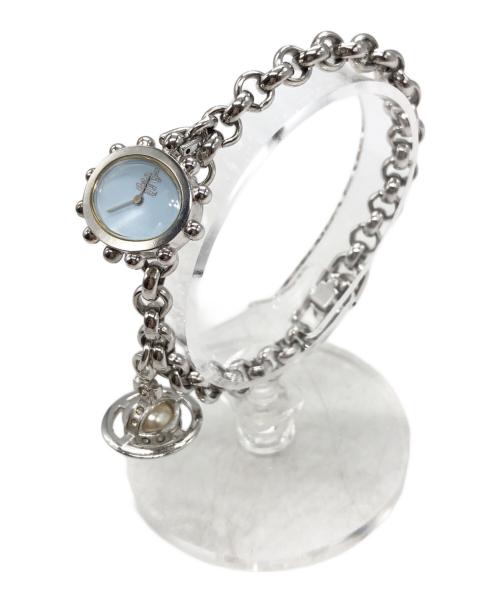 Vivienne Westwood（ヴィヴィアンウエストウッド）Vivienne Westwood (ヴィヴィアンウエストウッド) ミルククラウン ブレスレットウォッチ シルバー×ブルーの古着・服飾アイテム