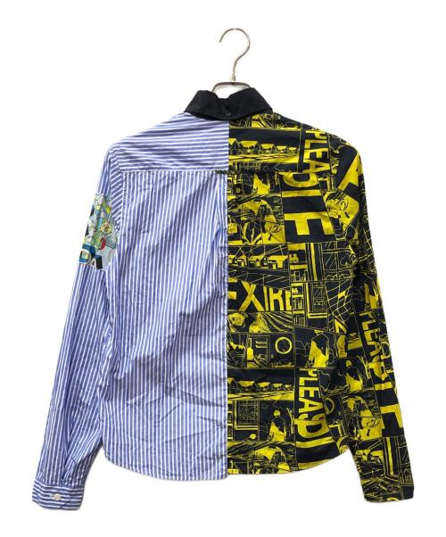 PRADA（プラダ）PRADA (プラダ) コミック切替ストライプシャツ ブルー×ブラック サイズ:SIZE XSの古着・服飾アイテム