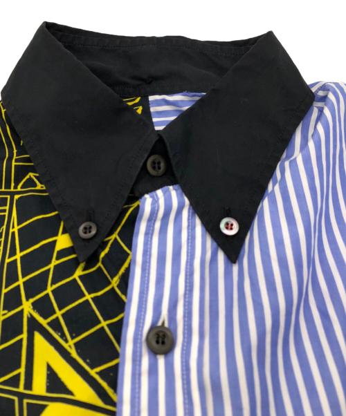 PRADA（プラダ）PRADA (プラダ) コミック切替ストライプシャツ ブルー×ブラック サイズ:SIZE XSの古着・服飾アイテム