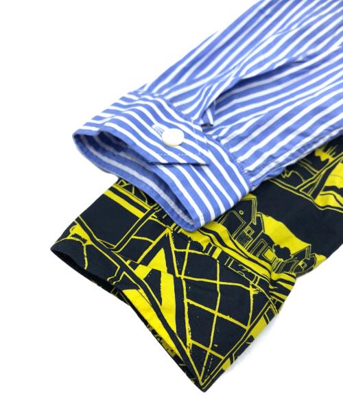 PRADA（プラダ）PRADA (プラダ) コミック切替ストライプシャツ ブルー×ブラック サイズ:SIZE XSの古着・服飾アイテム