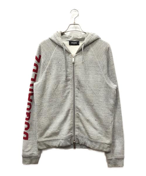 DSQUARED2（ディースクエアード）DSQUARED2 (ディースクエアード) ダメージ加工ジップパーカー グレー サイズ:SIZE Mの古着・服飾アイテム