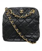 CHANELシャネル）の古着「マトラッセラムスキンがま口チェーン2WAYバッグ」｜ブラック