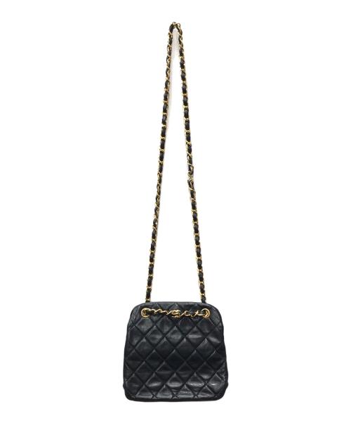 CHANEL（シャネル）CHANEL (シャネル) マトラッセラムスキンがま口チェーン2WAYバッグ ブラックの古着・服飾アイテム