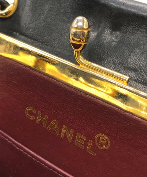 CHANEL（シャネル）CHANEL (シャネル) マトラッセラムスキンがま口チェーン2WAYバッグ ブラックの古着・服飾アイテム