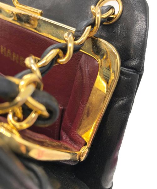 CHANEL（シャネル）CHANEL (シャネル) マトラッセラムスキンがま口チェーン2WAYバッグ ブラックの古着・服飾アイテム