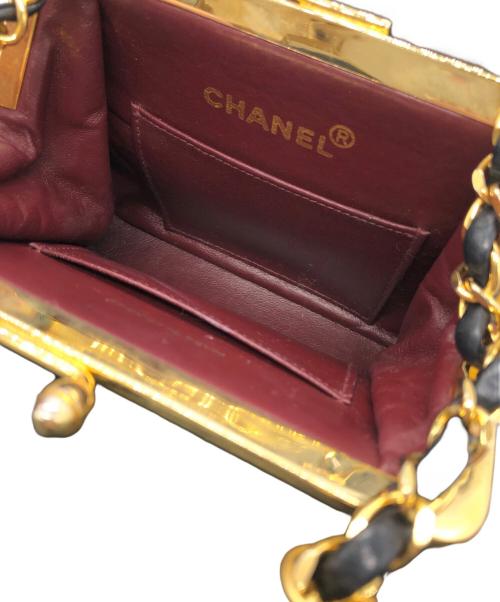 CHANEL（シャネル）CHANEL (シャネル) マトラッセラムスキンがま口チェーン2WAYバッグ ブラックの古着・服飾アイテム