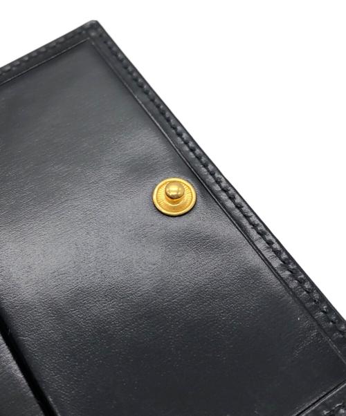 BVLGARI（ブルガリ）BVLGARI (ブルガリ) シャイニークロコ型押し2つ折りウォレット ブラックの古着・服飾アイテム
