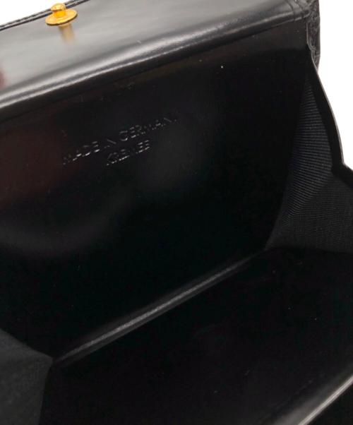 BVLGARI（ブルガリ）BVLGARI (ブルガリ) シャイニークロコ型押し2つ折りウォレット ブラックの古着・服飾アイテム