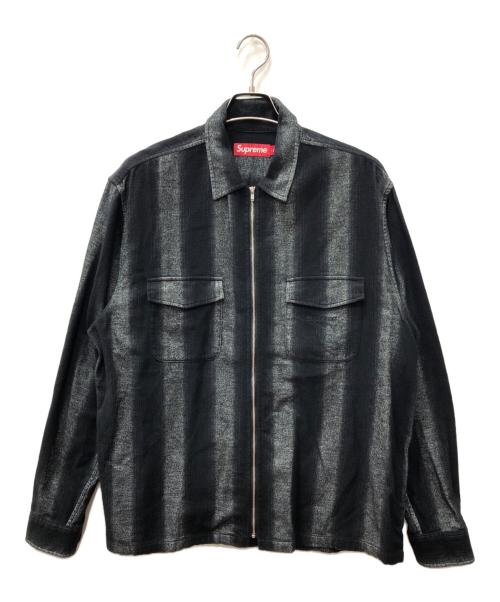 SUPREME（シュプリーム）SUPREME (シュプリーム) Stripe Flannel Zip Up Shirt グレー サイズ:Lの古着・服飾アイテム