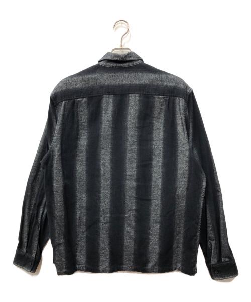 SUPREME（シュプリーム）SUPREME (シュプリーム) Stripe Flannel Zip Up Shirt グレー サイズ:Lの古着・服飾アイテム