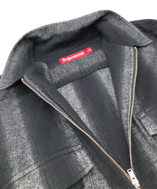 SUPREME（シュプリーム）SUPREME (シュプリーム) Stripe Flannel Zip Up Shirt グレー サイズ:Lの古着・服飾アイテム