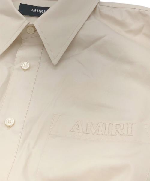 AMIRI（アミリ）AMIRI (アミリ) ロゴ刺繍 ポケット ロングスリーブシャツ ベージュ サイズ:SIZE 52の古着・服飾アイテム