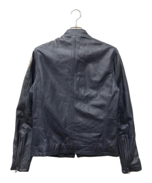AVIREX（アヴィレックス）AVIREX (アヴィレックス) ラムスキンパッチドシングルライダースジャケット ネイビー サイズ:Mの古着・服飾アイテム