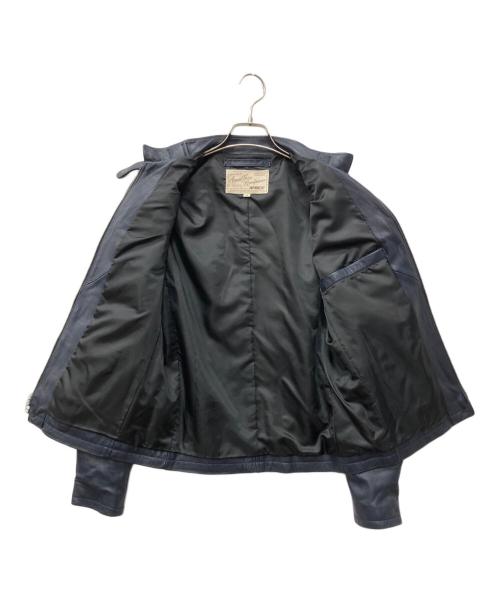 AVIREX（アヴィレックス）AVIREX (アヴィレックス) ラムスキンパッチドシングルライダースジャケット ネイビー サイズ:Mの古着・服飾アイテム