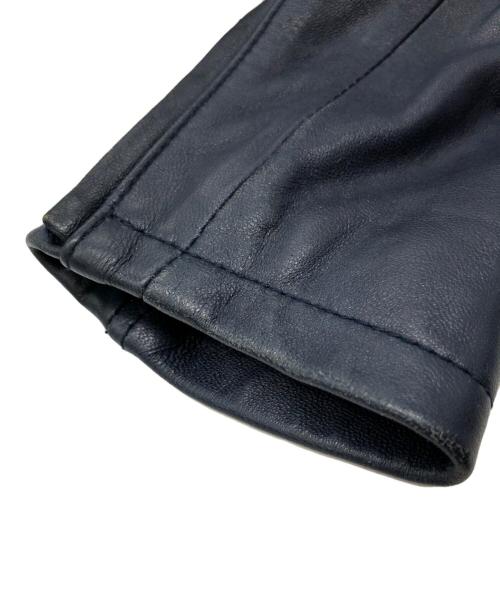 AVIREX（アヴィレックス）AVIREX (アヴィレックス) ラムスキンパッチドシングルライダースジャケット ネイビー サイズ:Mの古着・服飾アイテム