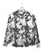 Ameriアメリ）の古着「MOLE YARN EMBROIDERY SATIN SHIRT」｜ブルー×ブラック